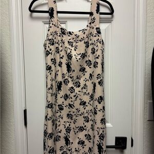 Elegant Cream & Black Floral Dress